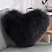 RAILONCH Herzkissen, kuscheliges plüsch Zierkissen, Fellimitat Lammfell Kissen, Dekokissen Zierkissen für Sofa, Bett (dunkelgrau,40 x 50 cm)