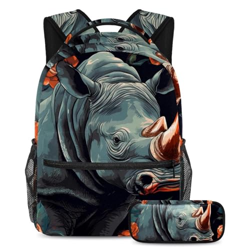 Cartables de grande capacité motif floral pour les voyages des adolescents et étudiants