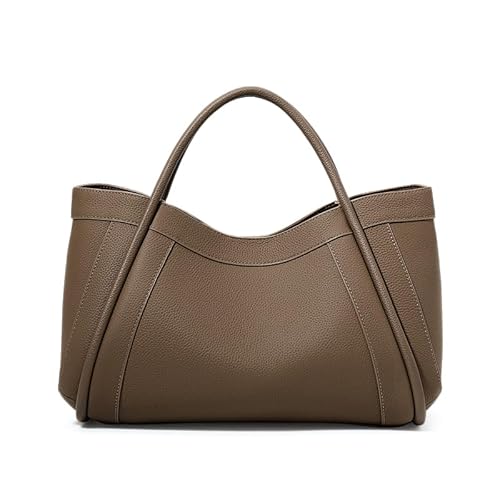 Genuine Leather Women's Shoulder Bag, Large Capacity, Grey