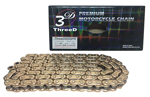 スリード(THREED) バイク用チェーン 525SPR ゴールド 132L MLJ (カシメジョイント) NXリングシール