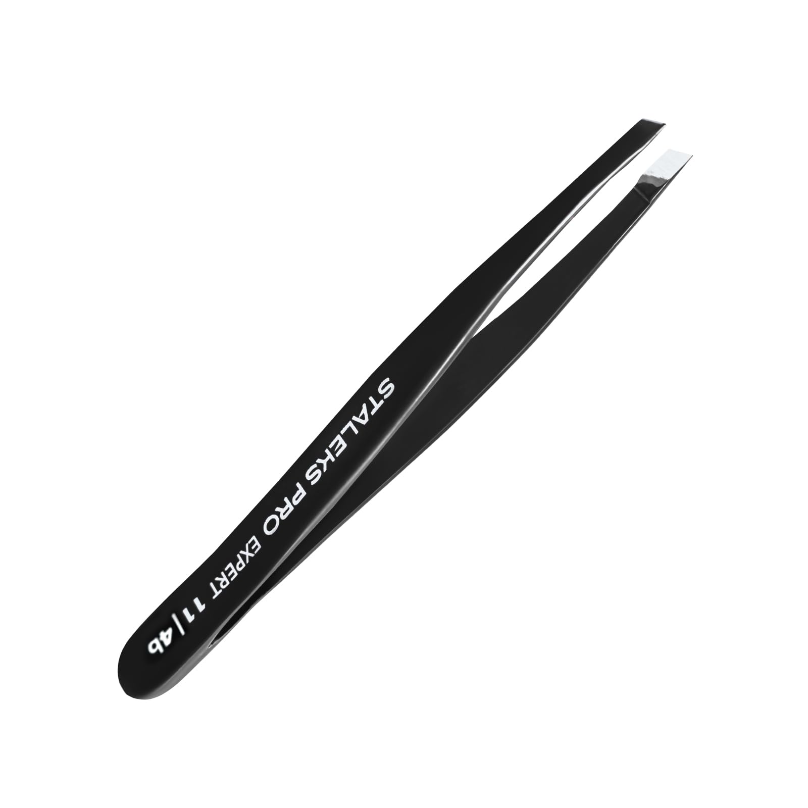 STALEKS Expert TE-11/4b Black Slanted Eyebrow Tweezer - Professional Quality Elegant Black Finish.