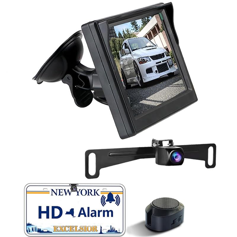 7 Inch Alarm Sensor 1080P Backup Camera with Monitor Rear View Reverse Camera Universal for Pickup Truck Car SUV 170 Degree Perfect Angle Night Vision IP69 Waterproof DLD7C