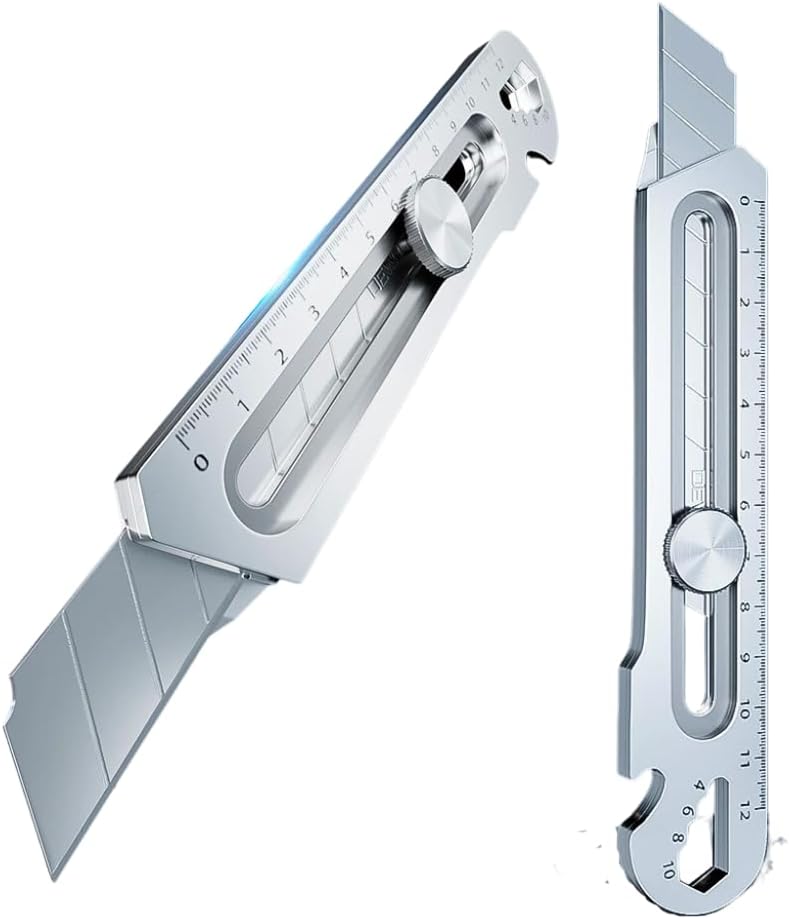 Utility Knife Stainless Steel 6 in 1 Multi Tool Heavy Duty Waterproof Rust Proof Rugged Military Grade Snap Off 18mm Cutter Lightweight Box Arts Crafts Leather Painters Construction Wallpaper