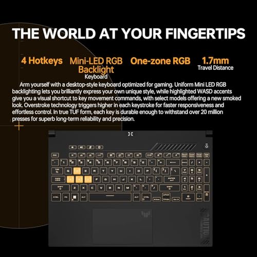 Image of ASUS TUF F15 Gaming Laptop PC - with Microsoft Office Lifetime License, 15.6 inch FHD Display, Intel 10-Core i7-13620H CPU, GeForce RTX 4070 8GB, 64GB DDR5 RAM, 2TB SSD, Wifi6, Backlit KB, Win 11 Pro