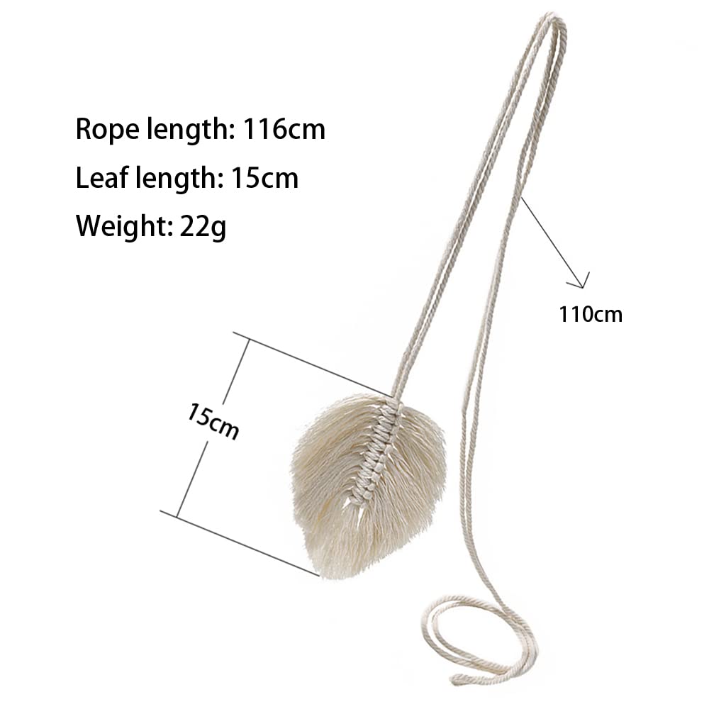 MAKNGRID (222322) 2 Pieces Leaf Shape Curtain Tiebacks Bohemian Style Tie Backs Curtain Tie Backs Braided Leaves for Bedroom Office Curtains Decoration Fabric Holdbacks Premium Drapery Accessories 4