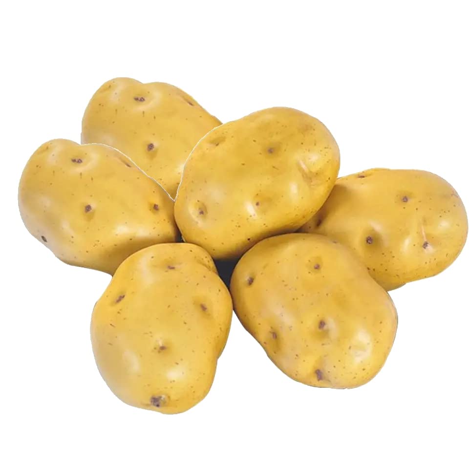 LoveInfinity Reusable 6 Foam Artificial Potato, Fake Potatoes, Mini Vegetables, Craft Supplies, Home Decor,Kitchen Decor, Fake Grocery,Vegetable Photography
