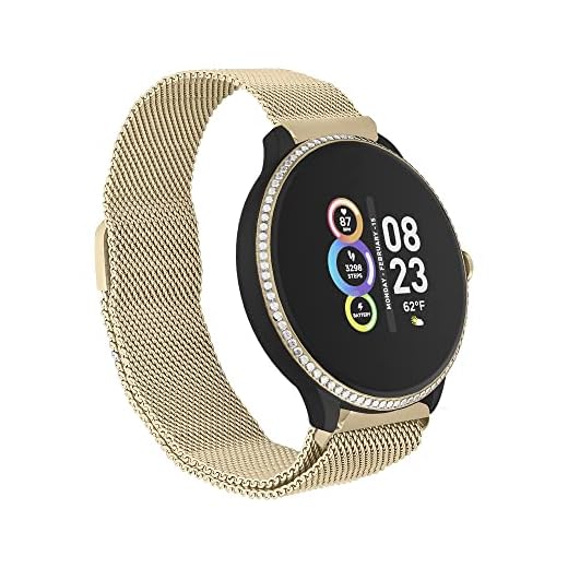 ITECH Fusion 2 R Health and Fitness Smart Watch with 24/7 Heart Rate, Pedometer, Body Temperature Monitor, 14+ Days Battery, Gold/Gold Mesh
