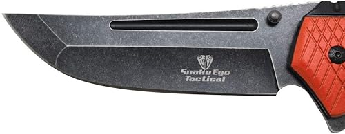 Miniatura 9 de Snake Eye Tactical Cuchillo de bolsillo plegable de 12 pulgadas con hoja lavada a la piedra, ultra suave, con una sola mano, edición limitada, ideal