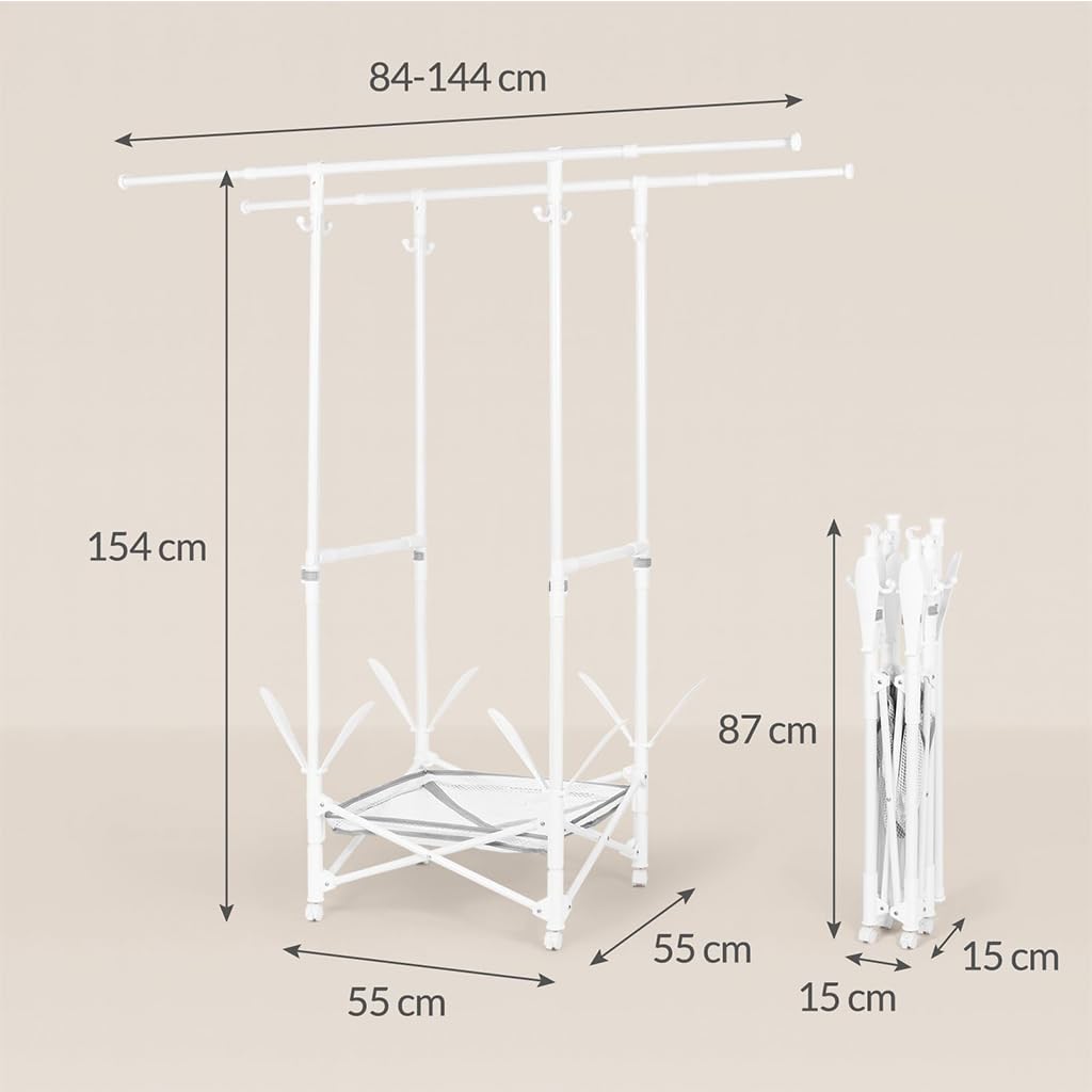 Tendedero plegable para interiores, torre extensible con alas, zapatero, diseño de ahorro de espacio para uso doméstico, conveniente solución de lavandería