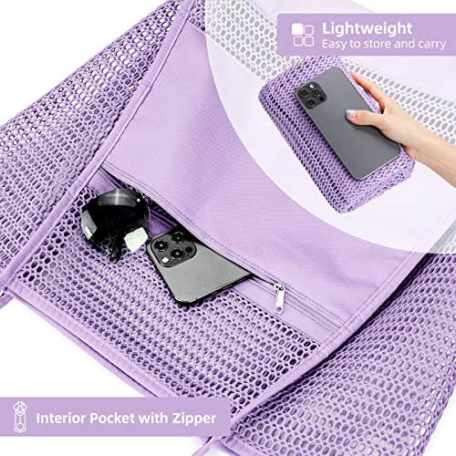 Image of KALIDI Beach Nylon Mesh Tote Bag, Casual Tote Bag Hobo Women Foldable MAX 23L Shoulder Bag For Beach Picnic Vacation