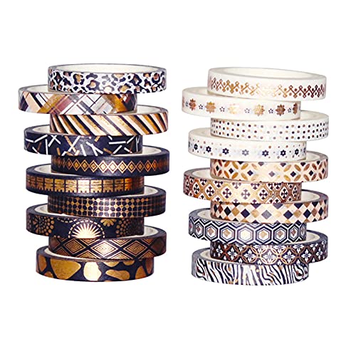 Generic 20 Rolls Slim Foil Gold Washi Tape Set Fitas decorativas de Washi Fita adesiva de 7 mm de la