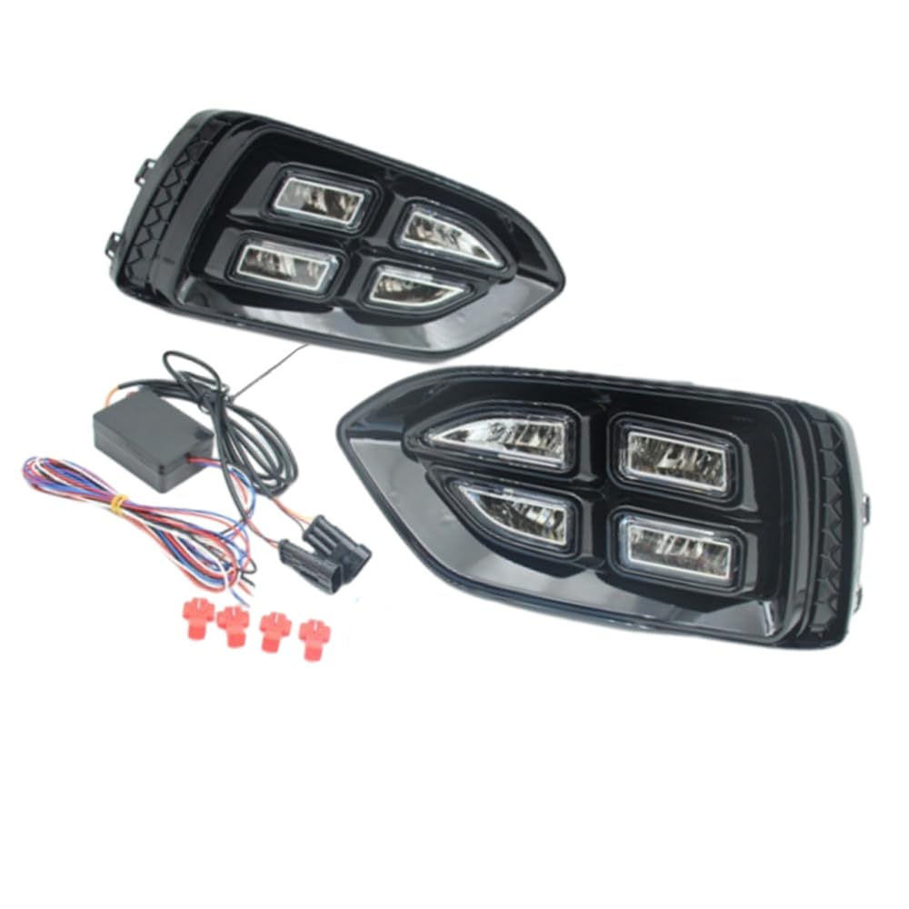 Riloer Luces diurnas LED color ámbar y blanco, faros antiniebla DRL, resistentes al agua, compatible con Hyundai Accent 2017-2018.