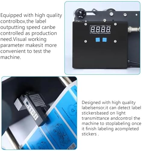 36W Semi-Automatic Label Applicator, Adjustable Sticker Dispenser for 20-100mm Round Labels, Ideal for Plastic & Metal Bottles, Efficient Labeling Solution, Tb16p