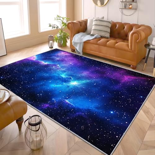 PaxGloz Galaxy Rugs Bedroom - Starry Sky Rug, Fantasy Space Rugs for Living Room Bedroom, Washable Non Slip Soft Small Carpet, Patterned Area Rug & Home Decor 40x60 cm