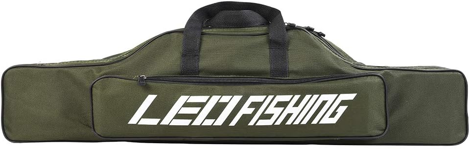 80Cm Portable Double-Layer Fishing Rod Bag Reel Tackle Carrier Storage Case Accessories Organizer