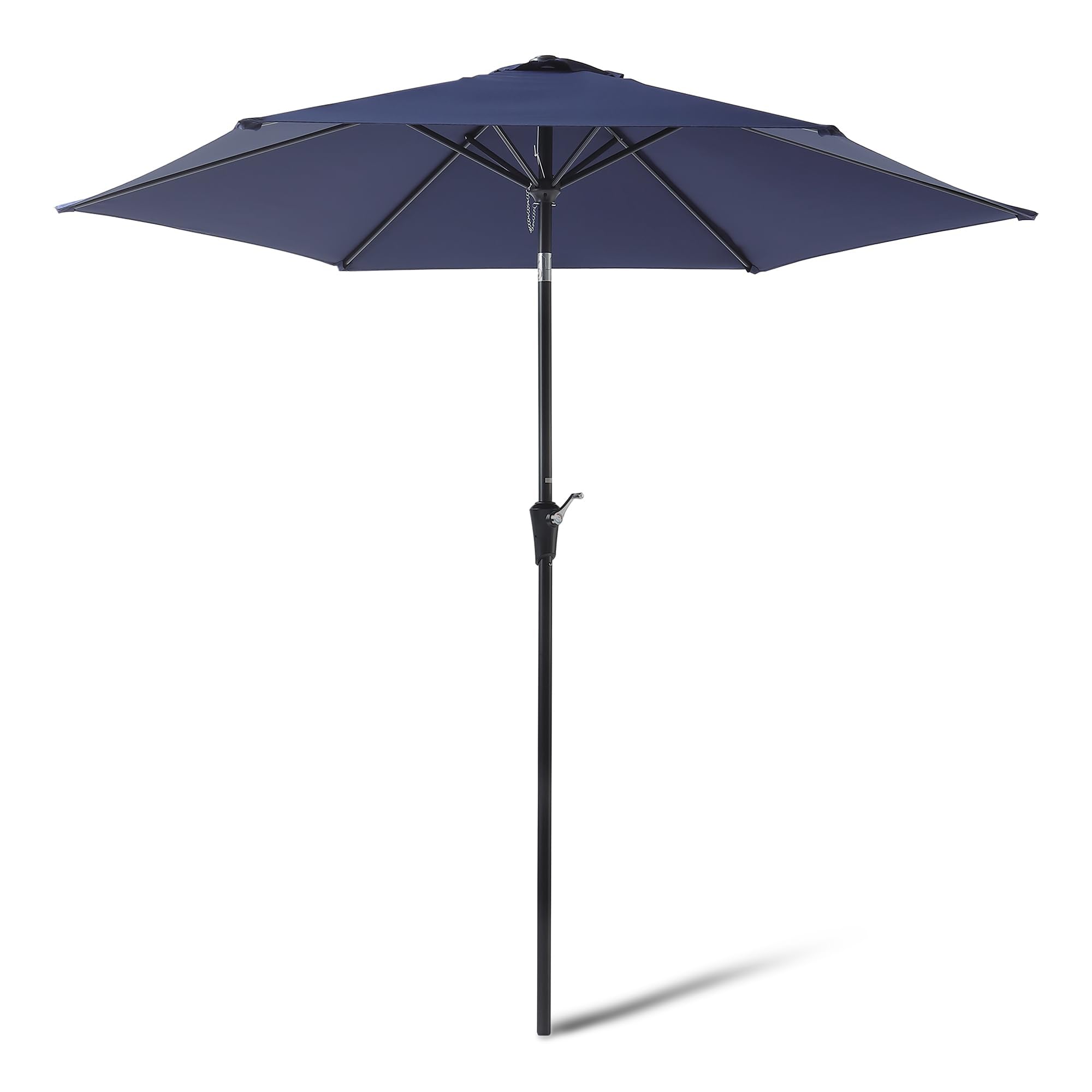 Amazon Basics Parasol de Terrasse, avec Manivelle et Inclinaison par Bouton-Poussoir, 274cm, Bleu Marine