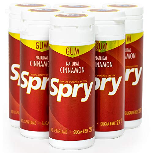 Spry Fresh Natural Xylitol Chewing Gum Dental Defense System Aspartame-Free Sugar Free Gum (Cinnamon, 27 Count - Pack of 6)