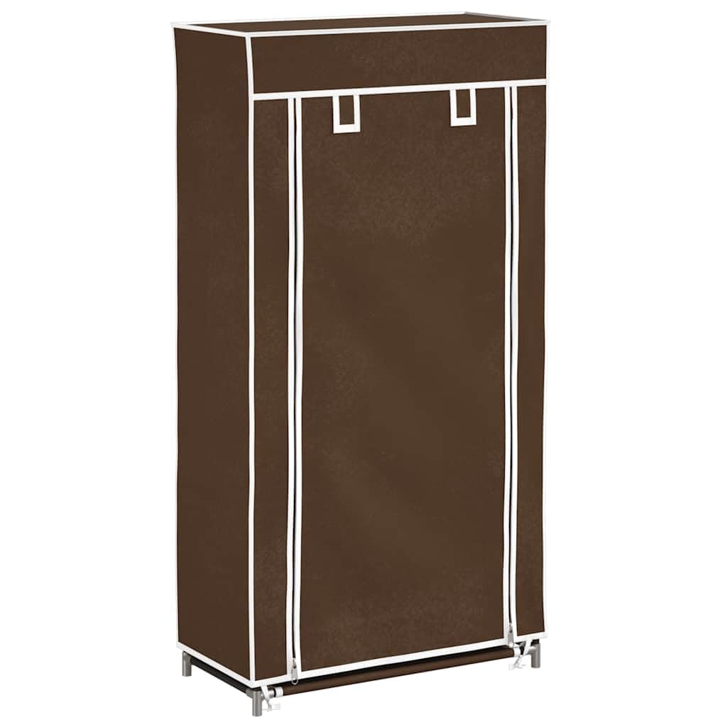 Zapatero de 5 capas, 58 x 28 x 106 cm, marrón, diseño de tela no tejida a prueba de polvo, organizador de zapatos portátil para entrada y pasillo