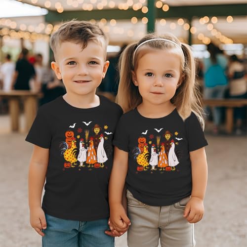 SOFEON Toddler Girl Boy Halloween Shirt Chick or Treat T-Shirt Cute Ghost Chicken Pumpkin Graphic Tees Spooky Season Tops4
