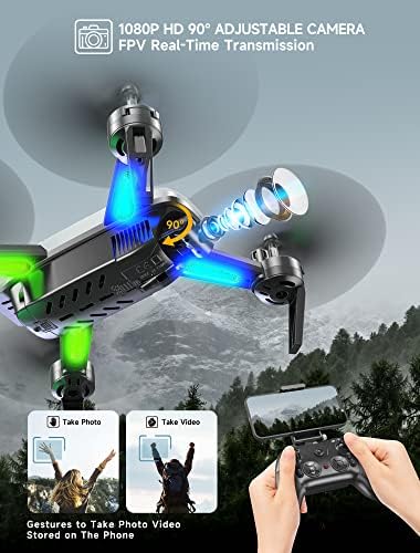 Drone with Camera for Adults - 1080P HD Long Distance RC Quadcopter Equipped w/2 Batteries, Wipkviey T6 FPV Drones for Beginners/Kids, Girls/Boys Toys Birthday Gifts