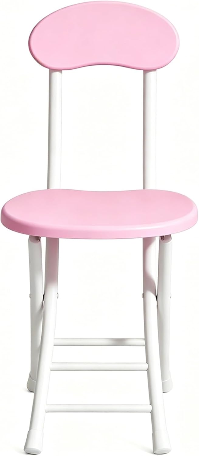 Folding Stools, Metal Frame Side Chair, Height Stool Chairs, Curved Open Back, for Bar, Kitchen Living Room Garden Camping Fishing(White Marble)