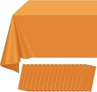 Vista 47 de Paquete de 16 manteles de plástico blanco para mesas rectangulares, manteles decorativos desechables blancos de alta calidad para fiestas, manteles