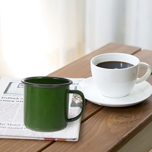 Miniatura 8 de Hemoton Juego de 4 tazas de café esmaltadas para uso doméstico, oficina, fiesta o campamento, varios colores, tazas de metal