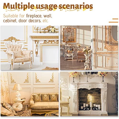 Image of Yulejo 8 Pcs Wood Appliques and Onlays for Furniture, Unfinished Wooden Appliques Corner Trim, Decorative Wood Carved Applique DIY Paintable Decorative Molding for Cabinet Door Mirror Bed Wardrobe