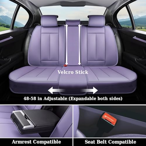 Image of Coverado Universal Seat Covers Full Set, 5 Seats Universal Seat Covers for Cars, Waterproof NAPPA Leather Car Seat Covers with Head Pillow, Auto Protectors Fit for Most Sedans SUV Pick-up Truck-Purple