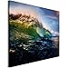 Produktbild Revolio 120x80 cm Leinwandbild Wandbilder Wohnzimmer Modern Kunstdruck Design Wanddekoration Deko Bild auf Leinwand Bilder 1 Teilig - Natur Meer Wellen Blau Grün