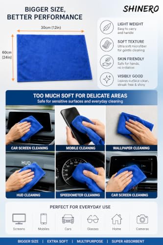Image of Premium 400 GSM Microfiber Car Cleaning Cloths, 12Pcs Multicolour | Highly Absorbent Lint & Streak Free Towels for Car & Bike Washing, Polishing, Detailing & Multipurpose Cleaning | Reusable