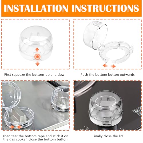 TWQA 5-Pack Stove Knob Safety Covers,Upgraded Press Gas Stove Knob Locks,Durable Design Childproof Knob Locks for Babies and Pets, Sticky and Easy to Install,Transparent