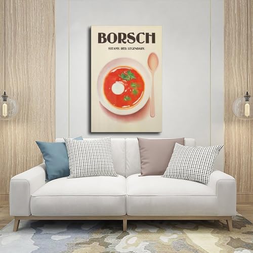 Poster rétro sur toile cuisine Borsch Café déco salon 40x60 cm