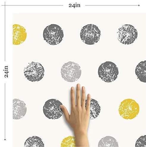Walls By Me Peel and Stick Yellow and Grey Geometric Teens Removable Wallpaper 7349-2ft x 4ft (61x122cm)