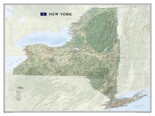 National Geographic New York Wall Map (40.5 X 30.25 In) (National Geographic Reference Map) #TOP1