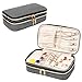 Teamoy Double Layer Jewelry Organizer, Jewelry Travel Case for Rings, Necklaces, Earrings, Bracelets and More(Medium, Gray)