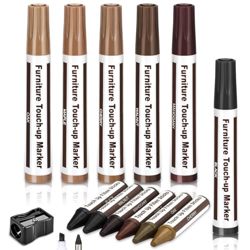 Thboxes Wood Furniture Repair Kit 13 Pcs Markers and Wax Sticks