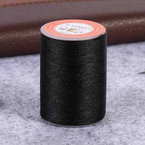 Hilo encerado para cuero, poliéster, negro, 0.65 mm diámetro miniatura 1