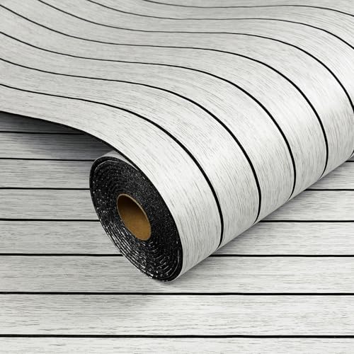 Livelynine Grueso Papel Pintado Autoadhesivo Pared Listones Madera Blanco Efecto 3D 60CMx3M Papel de Pared Adhesivo Salon Habitación Pasillo Revestimiento de Paredes Madera Claro Oficina Interiores