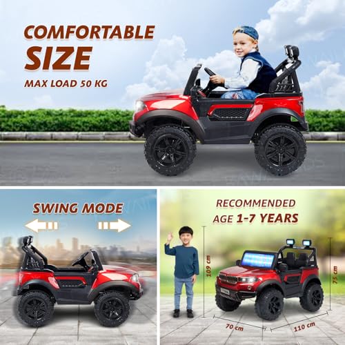 Image of Kawaii Kids Speed 888 Battery Operated Electric Car for Kids, 12V Rechargeable Ride-On SUV with Solid Design, Kids Ride-On Car for Boys & Girls Age 1-7 Years (Red,BM)