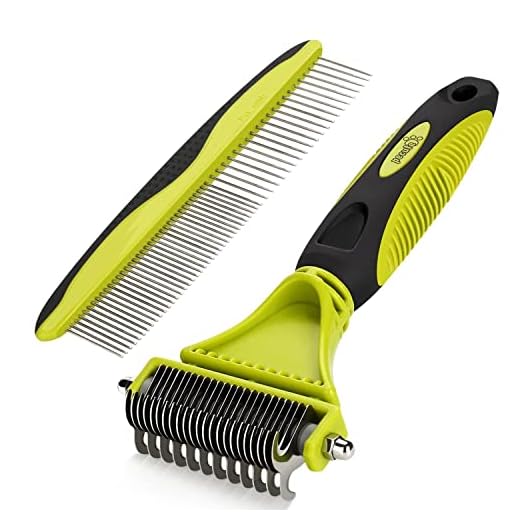 Pecute Pet Dematting Tool 2 Pack - Double Sided Undercoat Rake & Dematting Comb for Detangling Matted or Knotted Undercoat Hair, Great for Medium or Long-haired Dogs & Cats