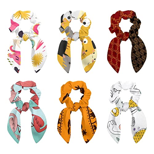 Lot de 6 chouchous doux oreilles de lapin pour coiffure fille