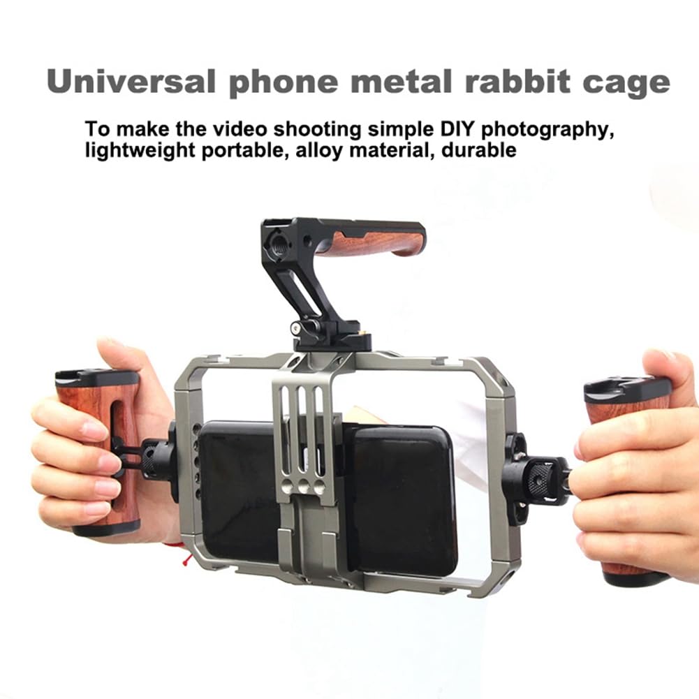 Soporte de video para smartphone, jaula de conejo, para hacer películas, teléfono móvil, estabilizador de video, asa, trípode, de soporte