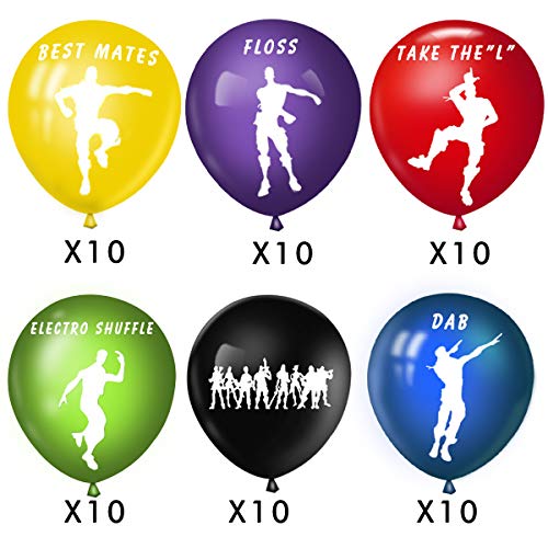 60Pcs Gaming Party Latex Balloons - 12 Inches Happy Birthday Big Solid Balloons For Party Supplies Decoration Birthday Party Favors, With 1 Pcs Loving-Type Balloon-6 Colors #TOP2