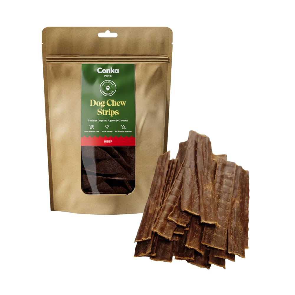 Conka Pets Dog Treats Chew Strips, 100% Natural Strips (250 g), Dog Chews Treats, Hypoallergenic, Grain