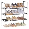 SONGMICS 3-Tier Shoe Rack, Shoe Storage for Hallway Closet, Slim and Space-Saving, Metal Frame, Non-Woven Fabric Shelves, Black ULSH043BH01