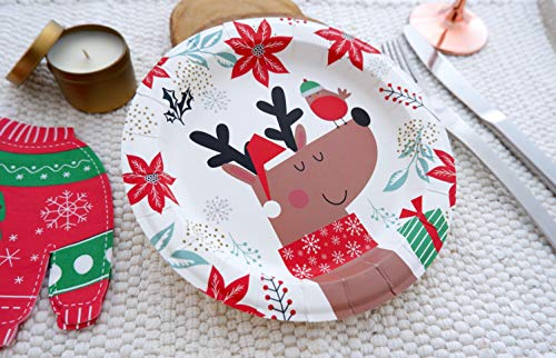 Partay Shenanigans Paper Plates - 60-Count 8" x 8" Disposable Christmas Party Supply Dessert Plates in 6 Designs - Reindeer, Santa, Polar Bear, Elf, Gingerbread House, Nutcracker – Image 6