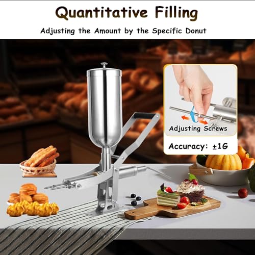 Máquina de llenado manual de mermelada de crema para postres de donas, acero inoxidable con 4 tubos, ideal para uso en cocina y restaurante