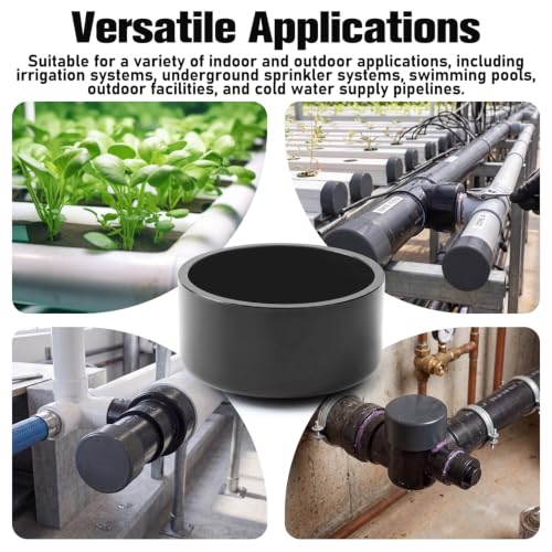 Image of 10 Packs 4 Inch PVC Pipe End Cap, Fits 4.5 inch Od Schedule 40 Furniture Grade, Heavy Duty Slip-on Caps for DIY Furniture, Garden Shelf, Grey