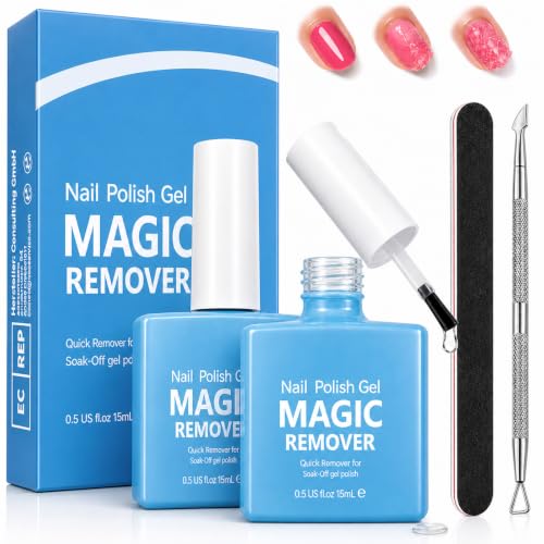 2 Pcs Quita Esmalte Semipermanentes Para Uñas, Removedor Esmalte Permanente, Quitaesmalte De Gel Para Uñas, Con Empujador Cutícula, Quita Rápido y Fácil De Uñass Gel, Rápido y Fácil